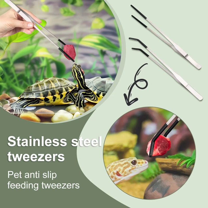 2pcs Bent Tip Tweezers For Cra - Feeding Tong Stainless review and price